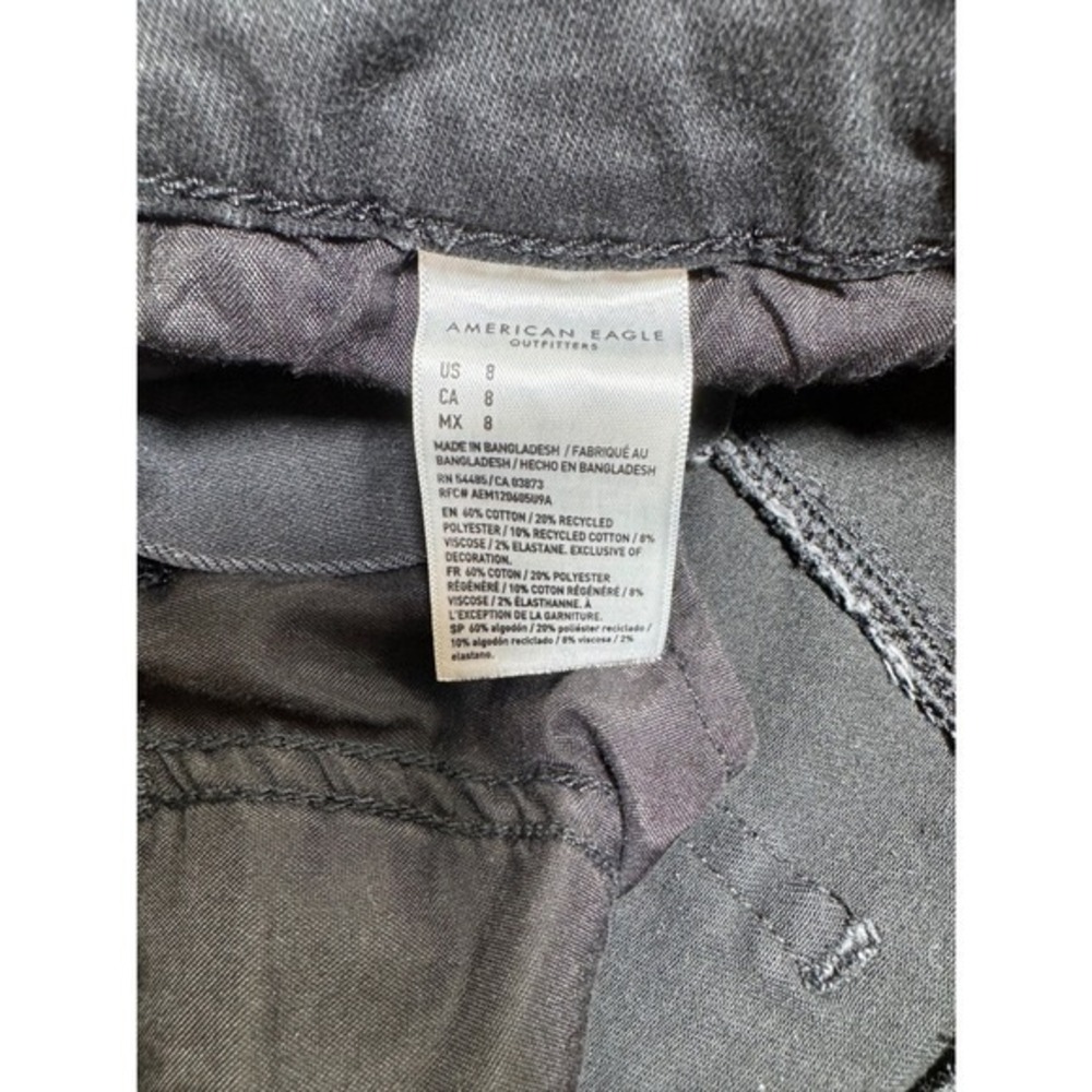 American Eagle Black Denim‎ Shorts Distressed Ripped Next Level Stretch Size 8 - Picture 4 of 8